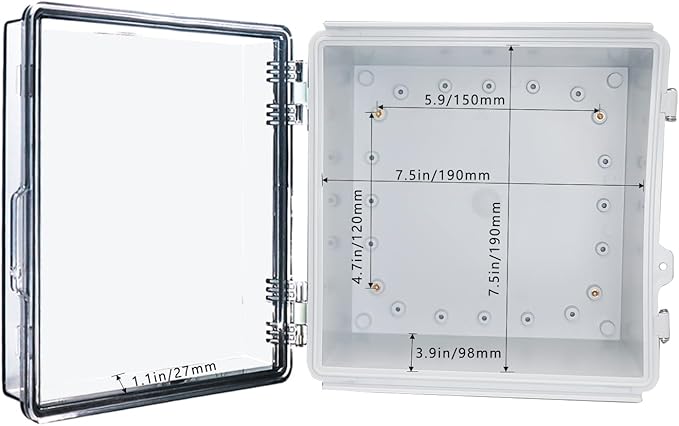 Waterproof Outdoor Electrical Box Junction Box Weatherproof IP67 ABS Plastic Enclosure Switch Router Project Box with Mounting Plate with Wall Bracket 2 Cable Glands Clear 8.27" x 8.27" x 5.12" - Image 4