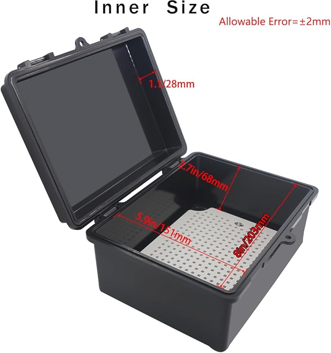 Junction Box, Hinged Black Cover IP67 Waterproof ABS Project Box with Mounting Plate Electrical Box Enclosure with Wall Bracket 8.7 x 6.7 x 4.3inch(220x170x110mm) - Image 3