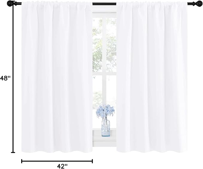 NICETOWN Window Curtain Panels - Semi Blackout Rod Pocket Curtain Set for Bedroom (White, 2 Panels, 42 by 48) - Image 10