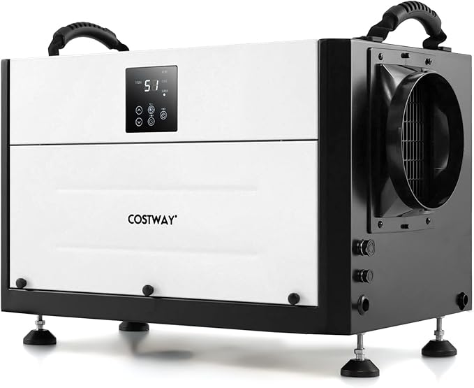 COSTWAY 155 PPD Commercial Dehumidifier, 1900 Sq.Ft Crawl Space Dehumidifier with 9.8 FT Drain Hose & Wired Remote Control Panel, Ideal for Basement, Warehouse (White) by COSTWAY