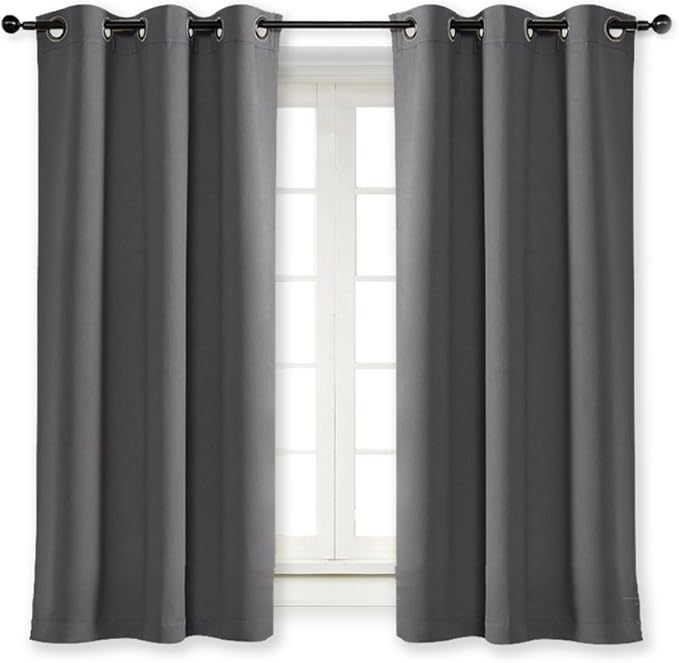 NICETOWN Blackout Curtain Blind for Bedroom Thermal Insulated Grommet Blackout Room Darkening Drape/Drapery (Single Panel, W42 x L63 inches, Grey/Gray) by NICETOWN