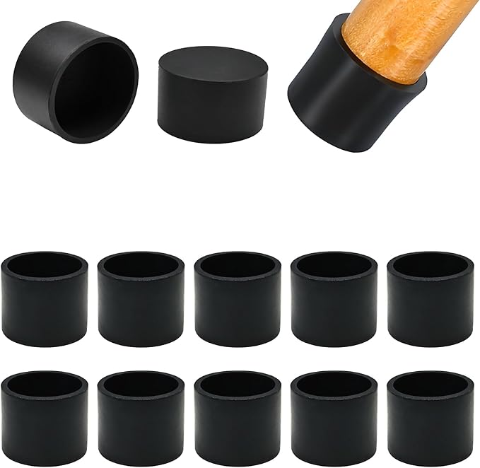 1-3/16" (29.7mm) Silicone Chair Leg Floor Protectors, Rubber Chair Leg Caps, Non-Slip Furniture Pads Round Chair Feet Covers End Caps for Hardwood Floors, Patio & Table Foots, Black (10PCS) by EASYEAH