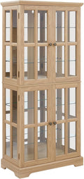 Lighted Glass Curio Cabinet with Lights & Adjustable Shelves,Curio Display Cabinet with Wood Frame & Glass Door,Corner Antique Display Case for Kitchen,Living Room,Office by Unknown