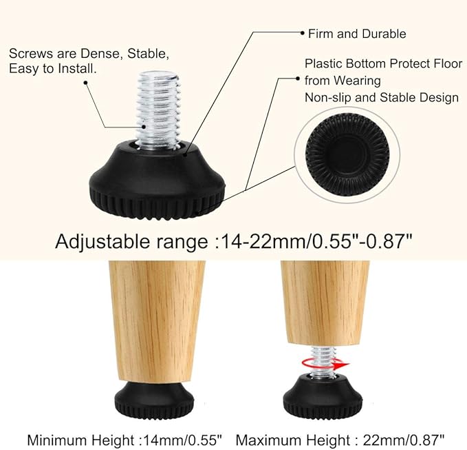 uxcell M6 x 20 x 25mm Furniture Glide Leveling Feet Adjustable Leveler Floor Protector for Chair Sofa Table Leg 2 Pack - Image 4