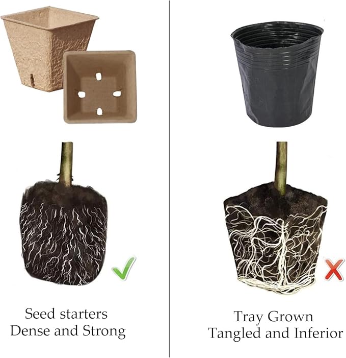 Seed Starter Kit with 100 Peat Pots for Seedlings Seed Starter Tray, 5 Plastic Growing Trays with Water Strainer 20 Plant Labels & 2 Garden Tools Outdoor or Indoor - Image 2