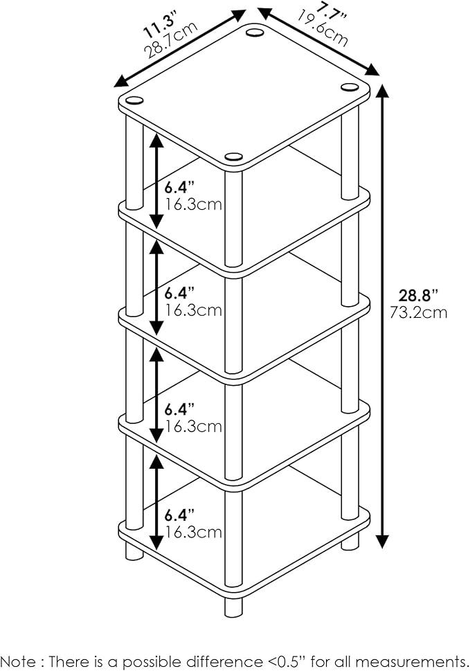 Furinno LACi 4-Bins System Rack, 11.3(W) x 28.8(H) Inch, Espresso/Black - Image 3