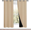 NICETOWN Living Room Completely Shaded Draperies, Privacy Protection & Noise Reducing Ring Top Drapes, Black Lined Insulated Window Treatment Curtain Panels(Biscotti Beige, 2 Pieces, W42 x L72) by NICETOWN