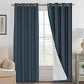 H.VERSAILTEX Linen Curtains 100% Blackout Curtains for Bedroom 102 inch Long Full Light Blocking Nature Linen Blended Window Curtains for Living Room Nickel Grommet (2 Panels, Navy) by HVERSAILTEX