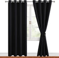 Hiasan Blackout Curtains for Bedroom, 52 x 84 Inches Long - Thermal Insulated & Noise reducing Window Curtains for Living Room, 2 Drape Panels Sewn with Tiebacks, Black by Hiasan