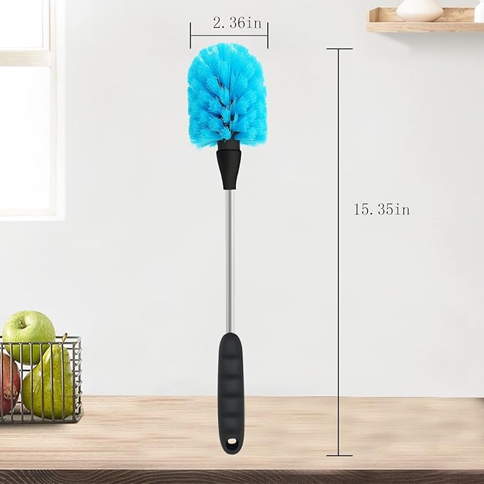 Long Bottle Brush, 15.35 in Bendable Cleaner Brushes for Cleaning Neck Beer Bottles, Wine, Baby Bottles, Water Bottles, Tumblers, Flask, Bird Feeder, Vase, Pipes and Brewing Supplies Blue/1Pack - Image 6
