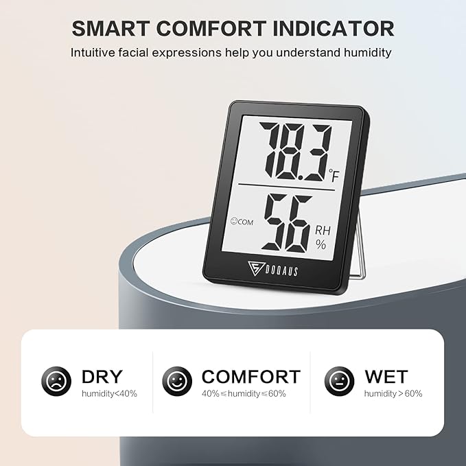 DOQAUS Digital Hygrometer Indoor Thermometer 3 Pack, Room Thermometer with 5s Fast Refresh, Accurate Humidity Meter Temperature Sensor for Home, Bedroom, Baby Room, Office, Greenhouse, Cellar (Black) - Image 4