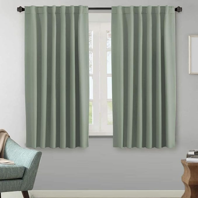 H.VERSAILTEX Blackout Curtains Thermal Insulated Window Treatment Panels Room Darkening Blackout Drapes for Living Room Back Tab/Rod Pocket Bedroom Draperies (2 Panels, Cyan, 52 x 63 Inch) by HVERSAILTEX