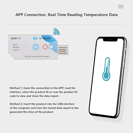 Temperature Humidity Data Logger USB BT 32000 Points Large Capacity PDF Report for Warehouse Logistics Material Temperature and Humidity Data Recorder - Image 2