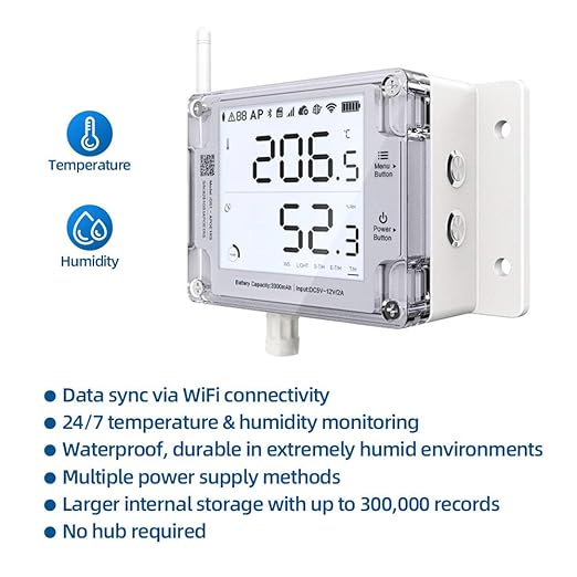 UbiBot GS1-A Smart WiFi Thermometer Hygrometer, IP65 Temperature & Humidity Data Logger, Device Sharing, Scheduled Reports, Multiple Alerts, Local Deployment, Alexa/IFTTT (2.4GHz WiFi) - Image 8