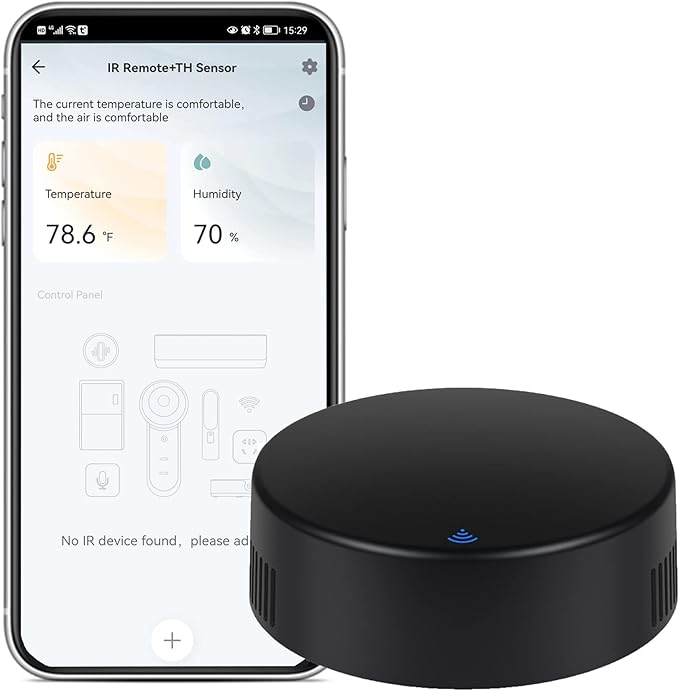 Smart IR Remote Control: Universal WiFi Infrared Remote Control with Temperature Humidity Sensor, App&Voice Control, 3in1 WiFi Thermometer Hygrometer, Compatible with Alexa, Google Assistant by SENCKIT