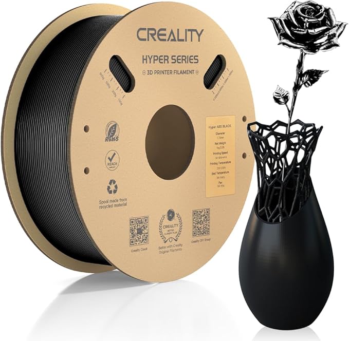 Official Creality Hyper ABS Filament 1.75mm, 3D Printer Filament ABS for High Temperature Resistance, 1kg(2.2lb)/Spool, Dimensional Accuracy ± 0.05 mm, Fits for Most 3D Printers by Creality