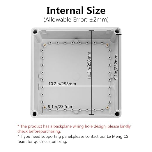 LeMotech Waterproof Dustproof IP67 Junction Box DIY Case Enclosure Gray 11 x 11 x 5.1 inch (280 x 280 x 130 mm) - Image 3