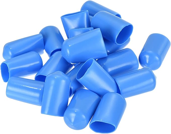 uxcell 20pcs Rubber End Caps 12mm(1/2 inch) ID Vinyl Round Tube Bolt Cap Cover Screw Thread Protectors Light Blue - Image 4