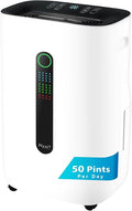 Nyxi 4,500 Sqft / 50 Pints Compressor Dehumidifier, Smart Digital Humidity Control, XL Water Tank 1.7 Gallon, Drain Hose Option, 24-Hour Timer, Removes Moisture for Home, Laundry, Office by Nyxi
