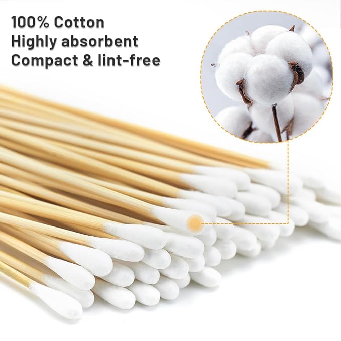 200PCS 6" Long Cotton Swabs with Bamboo Sticks - Lint Free, Highly Absorbent Cleaning Cotton Tipped Applicators - Image 2