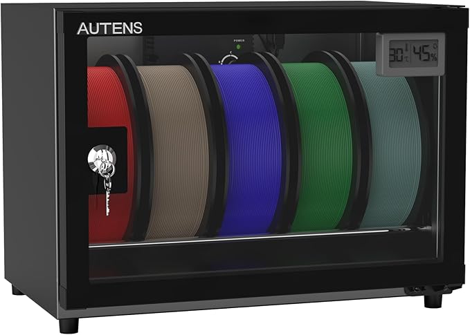 AUTENS 25L 3D Printer Filament Dehumidifier Storage Cabinet Box, Holds 5 Rolls with Humidity Control for Filament Storage, Transparent Glass & Aluminum Alloy, Noiseless & Stackable for PLA/ABS/PETG by AUTENS