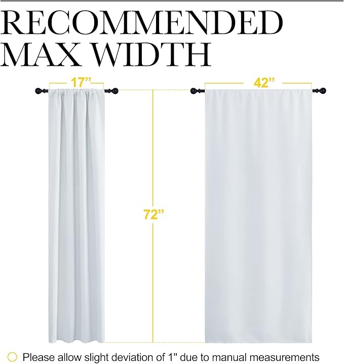 NICETOWN Kitchen Room Darkening Curtains - Window Treatment Thermal Insulated Rod Pocket Room Darkening Curtains/Drapes for Bedroom (2 Panels, 42 by 72, Greyish White) - Image 7