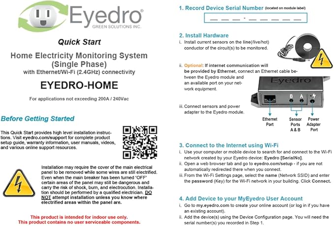 Eyedro Home Energy Monitor – Real-Time Electricity Usage Monitor with Solar Net Metering – Whole House Power Consumption Monitor – WiFi/Ethernet Smart Energy Meter with Reports & History, 2 Sensors - Image 9
