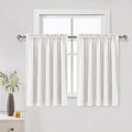 DWCN Short Ivory Blackout Curtains for Small Window, Thermal Insulated Energy Saving Room Darkening Curtains for Kitchen/Bedroom (W60 x L36 inch, Set of 2 Panels, Top of Rod Pocket) by DWCN