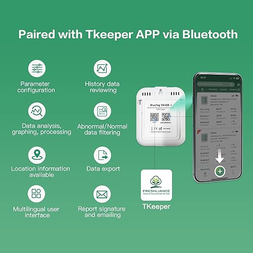 Freshliance Temperature Humidity Data Logger Recorder Bluetooth with 2pcs External Probe, Digital Refrigerator Thermometer Hygrometer, Remote Data Recording Analysis Alarm by Smart APP,BlueTag TH30R-I - Image 5