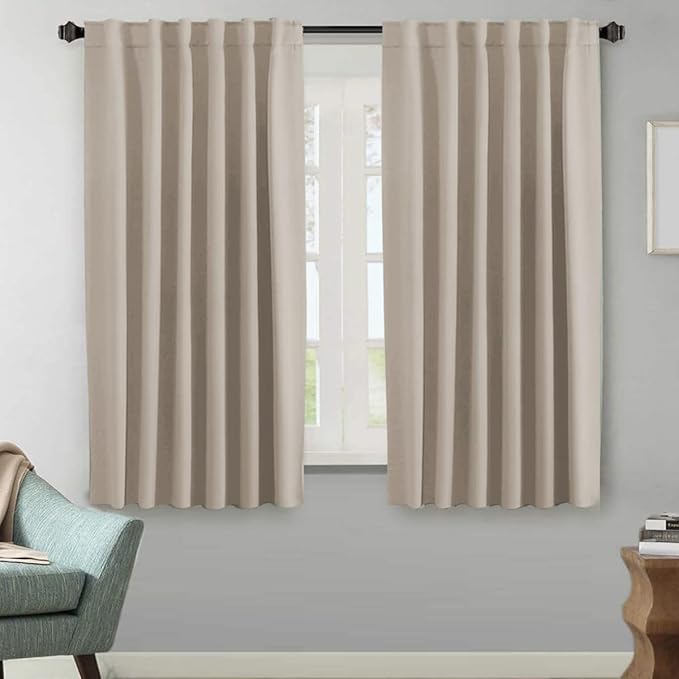 H.VERSAILTEX Blackout Curtains Thermal Insulated Window Treatment Panels Room Darkening Blackout Drapes for Living Room Back Tab/Rod Pocket Bedroom Draperies (2 Panels, Fog, 52 x 63 Inch) by HVERSAILTEX