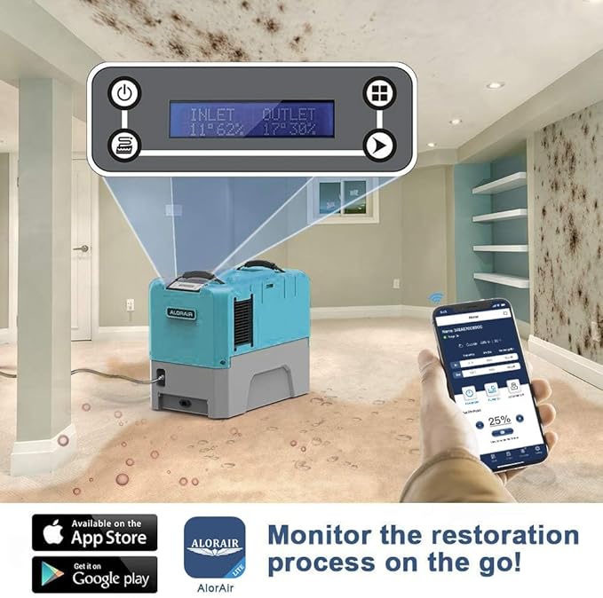 ALORAIR App Control Commercial Dehumidifier With Pump Industrial Dehumidifiers with Drain Hose, for Water Damage Restore, Flood Repair, Large Space, Job Sites (Blue) - Image 2
