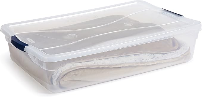 Rubbermaid Cleverstore 42 Quart Stackable Plastic Storage Bin with Lids for Garage, Closet, and Classroom, Clear, 4 Pack - Image 6