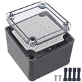 Junction Box,IP67 Waterproof ABS Black Project Box Clear Cover with Mounting Plate Electrical Box Enclosure for Outside Electronics 4.9 x 4.9 x 3.9inch(125x125x100mm) by Otdorpatio
