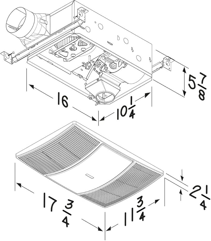 Broan-NuTone Non-Lit PowerHeat Bathroom Exhaust Fan and Heater, 110 CFM, 2.0 Sones, White - Image 3