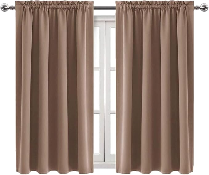 DWCN Blackout Curtains Room Darkening Thermal Insulated Bedroom Curtains Window Curtain Panels, 42 x 54 inches Long, Set of 2 Khaki Rod Pocket Drapes - Image 9