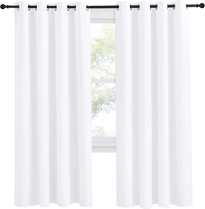 NICETOWN Room Darkening Window Treatment Curtain, Pure White, Single Panel, 55 by 78, Energy Smart Thermal Insulated Block Out Sunlight Shade & Blind for Bedroom with Grommet Ring Top - Image 2