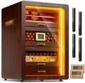 Desktop Cigar Humidor Cabinet Triple-Sided Light with Digital Hygrometer, Humidifier and Humidity Packs. 4 Ceder Wood Drawers, Cigar Humidor Box can Hold 200 Cigars. Present for Men by Marvero