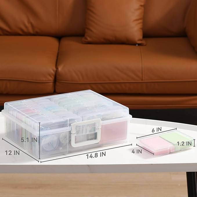 novelinks Transparent 4" x 6" Photo Organizers and Photo Storage Box with Handle, 16 Inner Photo Cases, Portable Picture Organizers & Photo Storage Containers (Clear) - Image 2