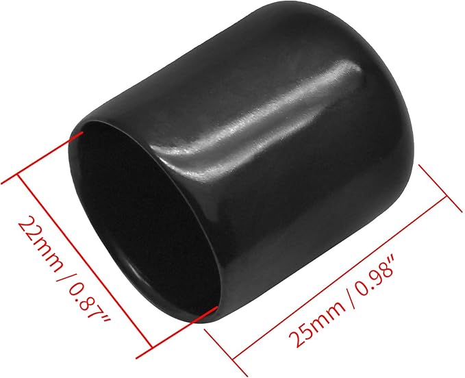 24 Pcs Round Rubber End Caps, 7/8" (22mm) ID Vinyl Flexible Screw Thread Protectors, Black Bolt End Caps for Metal Tubing Rod Bolt - Image 2