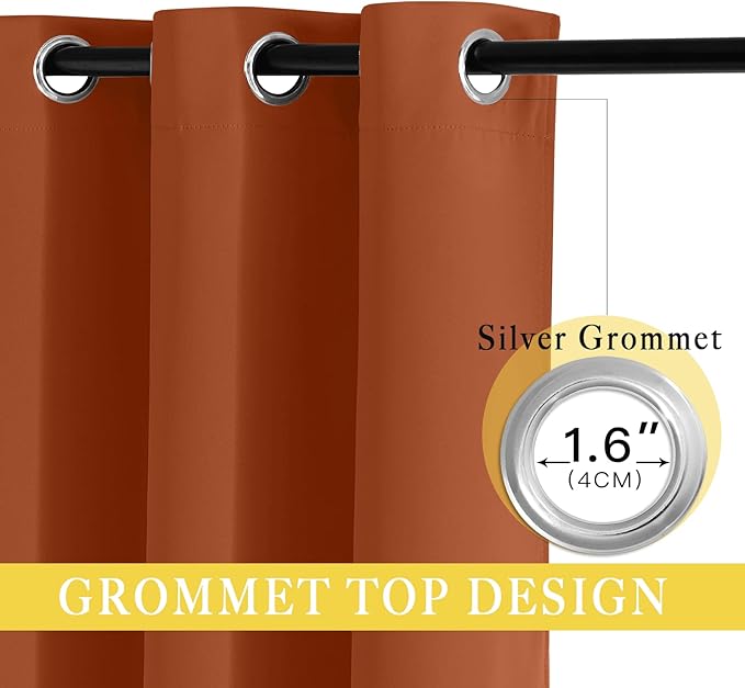 NICETOWN Blackout Curtains 54 Inches Long, Thermal Insulated Room Darkening Curtains for Bedroom, Window Treatment Drapes for Living Room Nursery (W66 x L54 Inch, Burnt Orange, 1 Panel) - Image 5