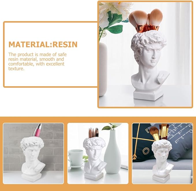 DOITOOL Greek Statue of David Collectible Figurine Cute Vase Vases for Decor Face Flower Dried Flower Vase Decorative Planter Greece Ornaments White Resin - Image 6