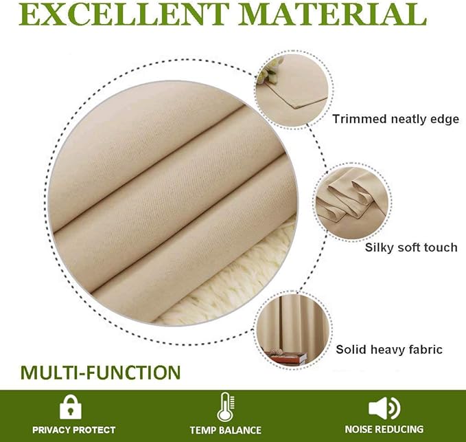 NICETOWN Sliding Door Blinds Window Treatment, Blackout Patio Door Curtain Panels, Privacy Thermal Drapes for Department (Biscotti Beige, W70 x L95) - Image 5