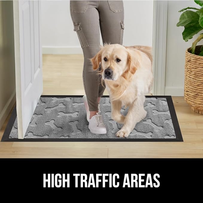 GORILLA GRIP 100% Waterproof All-Season WeatherMax Doormat, US Designed Natural Rubber, Stain and Fade Resistant, Low Profile Indoor Outdoor Door Mats, Easy Clean Patio Mat, 17x29, Light Gray Bones - Image 6