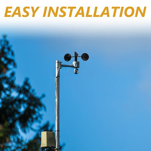 Happyyami Anemometer Wind Speed Sensor - 3-Cup Abs Wind Gauge for Accurate Wind Measurement, Easy Installation for Weather Monitoring, Environmental Surveys, Wind Energy Applications - Image 4