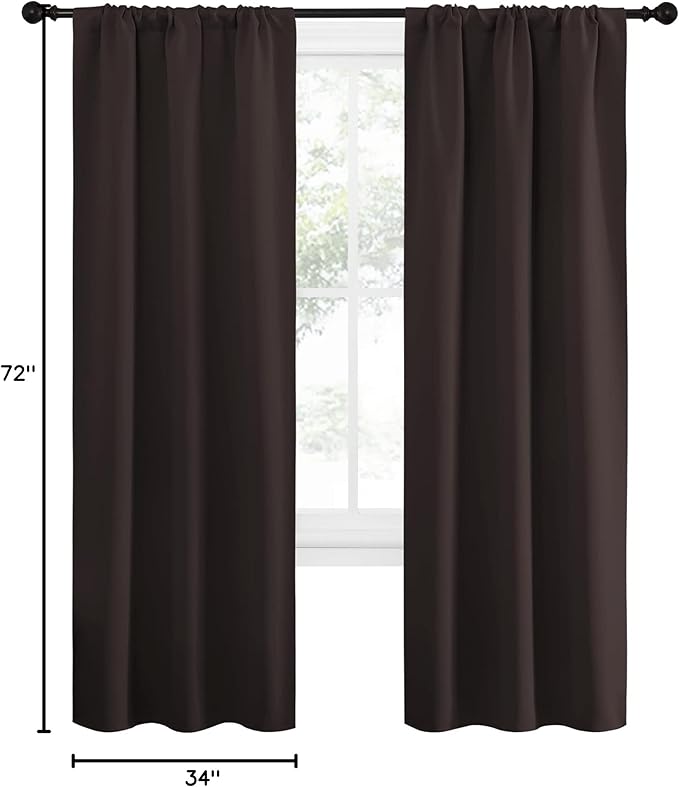 NICETOWN Blackout Curtains for Living Curtains, Thermal Insulated Noise Reducing Curtains & Drapes for Small Kitchen Window, Privacy Draperies (Toffee Brown, 34" Wide x 72" Long, 2 PCs) - Image 8