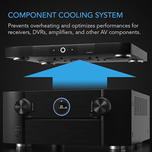 AC Infinity AIRCOM S9, Quiet Cooling Fan System 17" Top-Exhaust for Receivers, Amps, DVR, AV Cabinet Components - Image 2