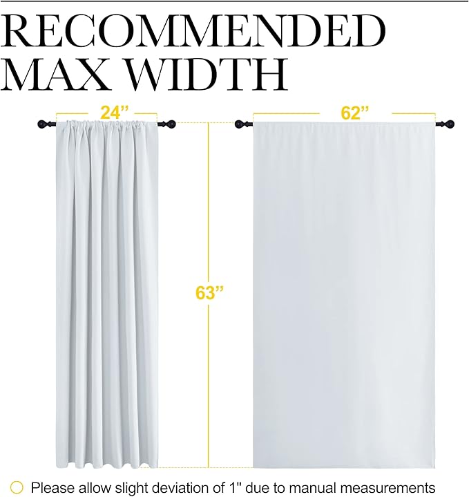 NICETOWN Bedroom Window Curtain Panels - Window Treatment Thermal Insulated Rod Pocket Room Darkening Curtains/Drapes for Patio Door (Greyish White, 2 Panels, 62 in x 63 in (W x L)) - Image 7
