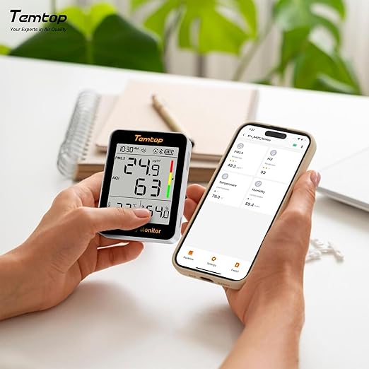 Temtop Smart Air Quality Monitor - Indoor Air Quality Meter with PM2.5, AQI, Temperature and Humidity Detector for Home, Office or School, App Connectivity, OTA Updates, 60-Day Battery Life - Image 3