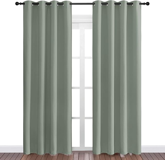 NICETOWN Greyish Green Blackout Curtains 86" Long for Office, Dining Room, Guest Room, Sound Reducing Heat and Cold Block Curtain Panels for Modern Room Decorative (55" Wide, 2 Pieces) - Image 2