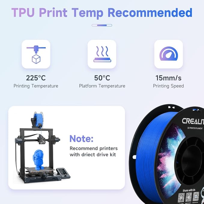 Official Creality TPU Filament, Flexible 3D Printer Filament 1.75mm, 95A Shore High Hardness & Resilience, Dimensional Accuracy +/- 0.03 mm for Most FDM 3D Printers - Image 4